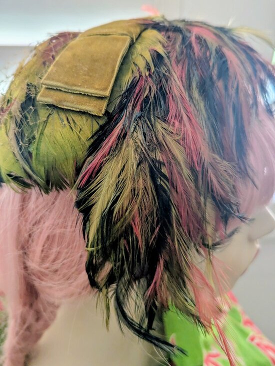Vintage Feather Hat By Palomere Union Tag 1940\'s-50\'s Half Hat-Feather Hat main image 4
